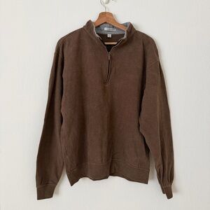 Peter Millar Quarter Zip Brown Mens Pullover Sweater Size Large L Soft Comfy